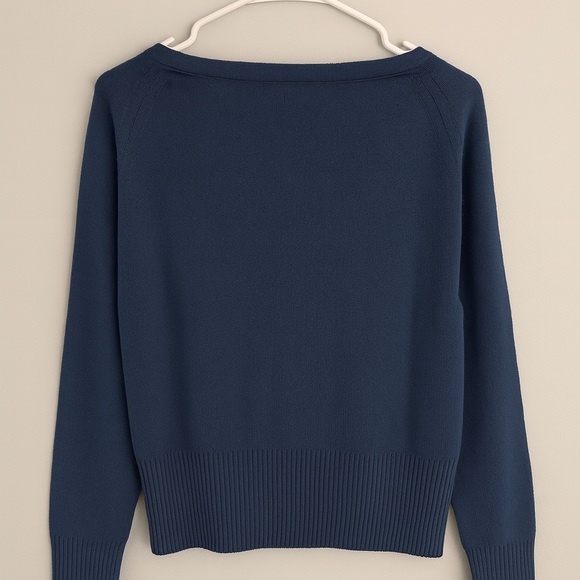 Vince Navy Blue Wool Cashmere Boat Neck Knit Sweater Size M - Picture 3 of 9